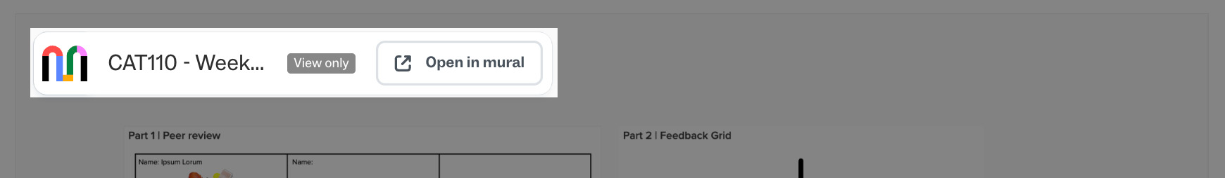 'Open in Mural' button on an embedded mural