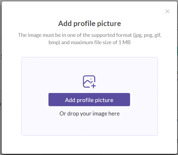 Add Profile Picture Pop-up