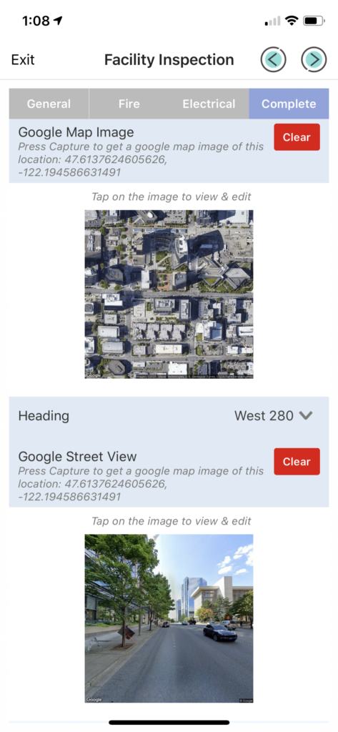Clear Street View Map Capture Google Maps Images In Eforms Mobile : Knowledge Base
