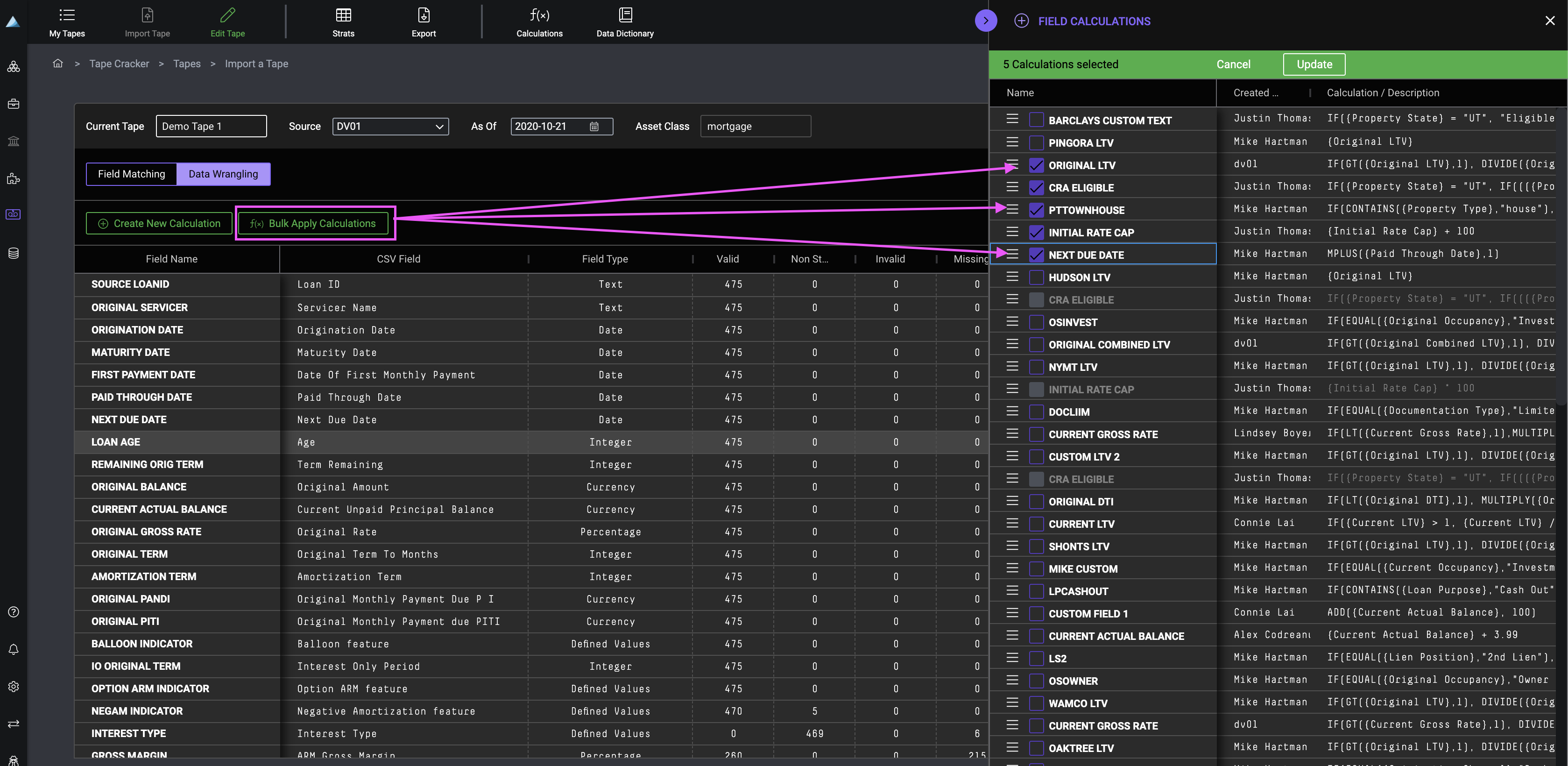 Editing a tape Support