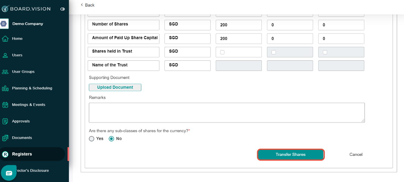 How to Register a Transfer of Shares Board.Vision