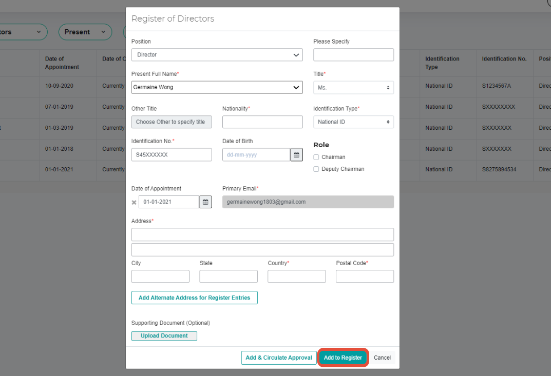 How to Add a Director to the Register of Directors and Confirm a