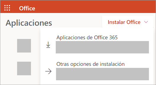 Captura de pantalla de Office.com si inició sesión con una cuenta profesional o educativa