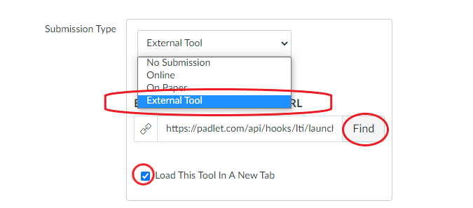 External tool dialogue box with external tool, find and load this tool in a new tab selected