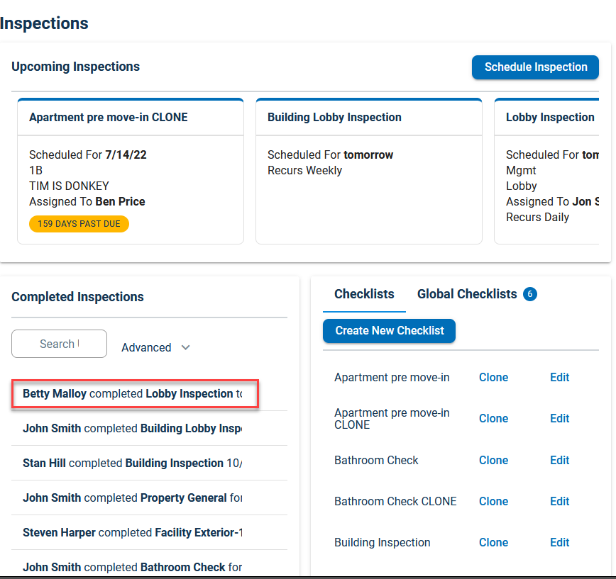 Inspections : Staff Help Site