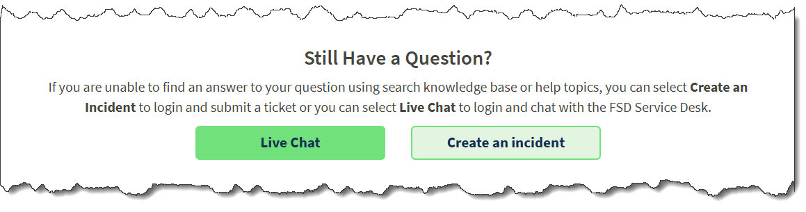 Image of the buttons available on FSD.gov website.