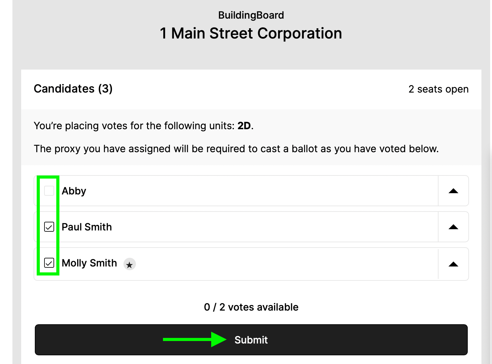 A screenshot of a voting form

Description automatically generated