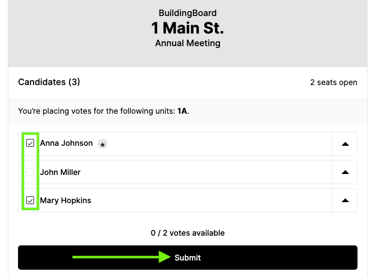 A screenshot of a voting form

Description automatically generated