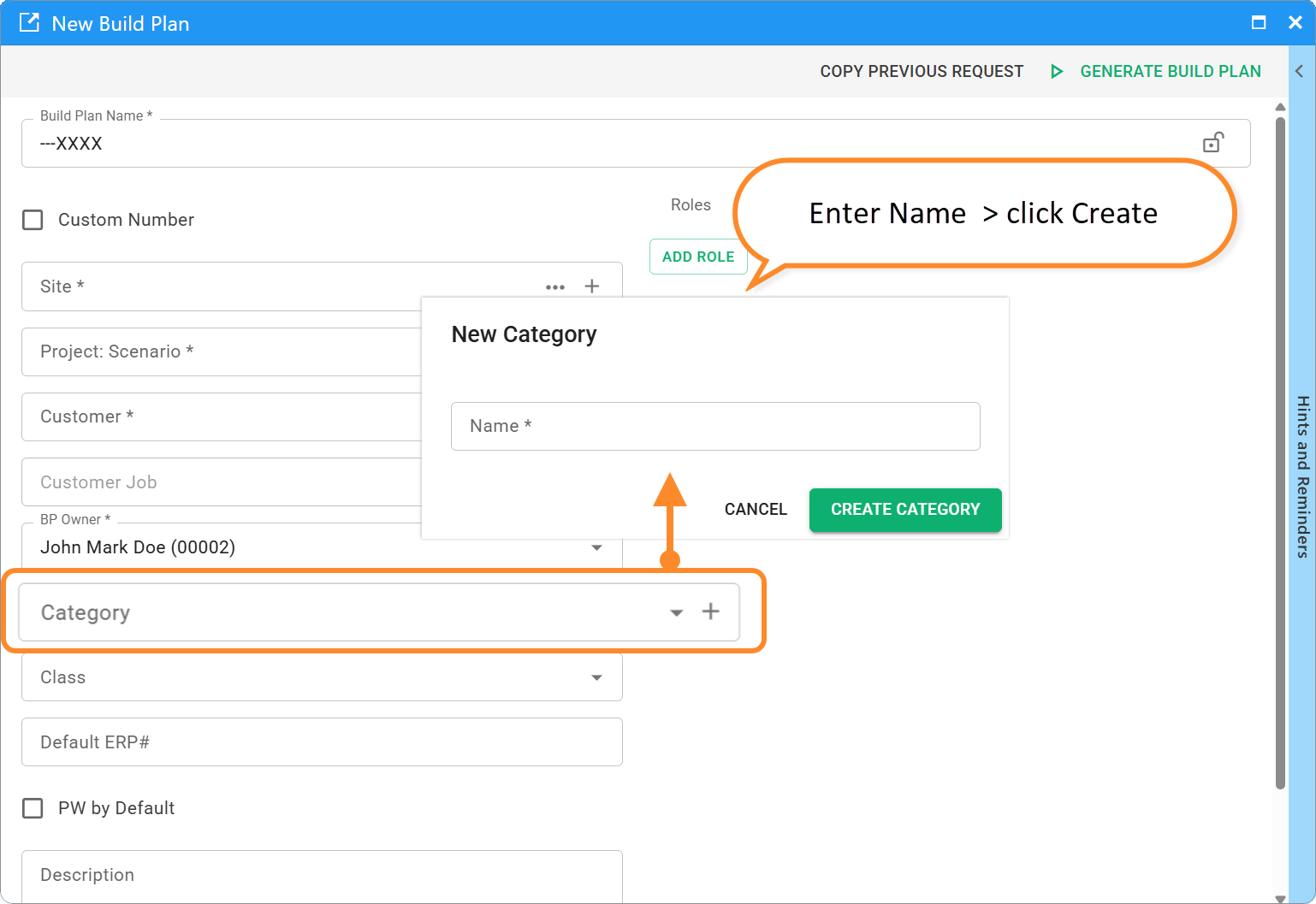GBP - create new BP Category
