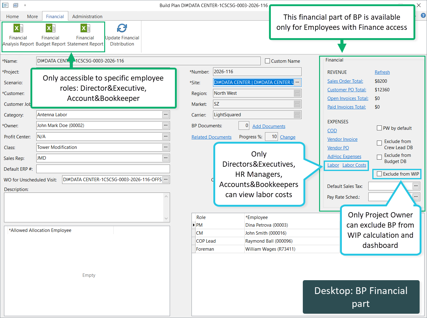 Build Plan desktop: BP Financial