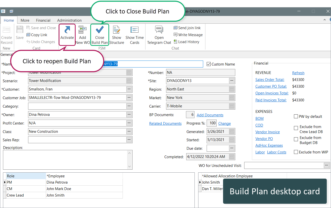 Build Plan desktop card:close, activate