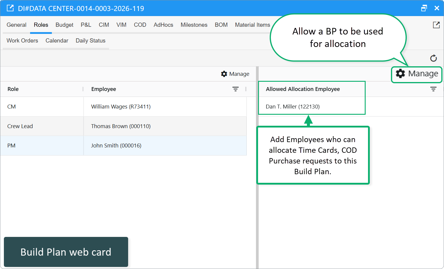 Build Plan web card: Allow a BP to be used for allocation