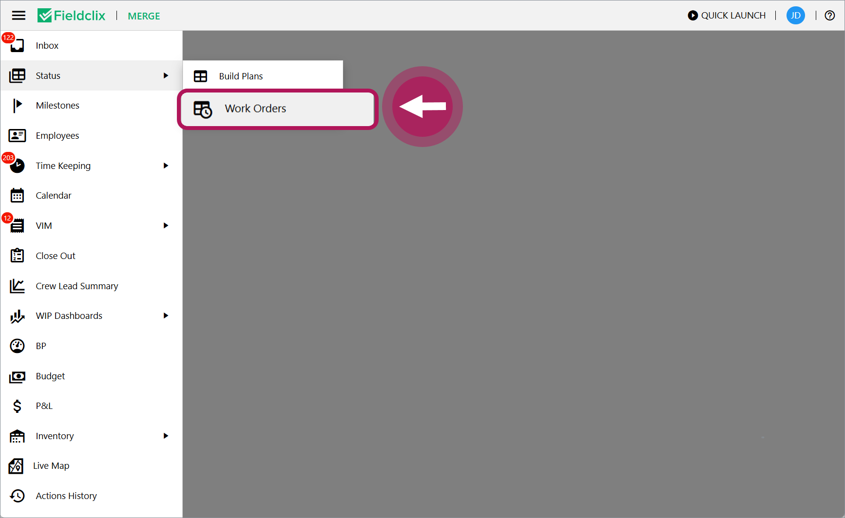 Open Work orders dashboard