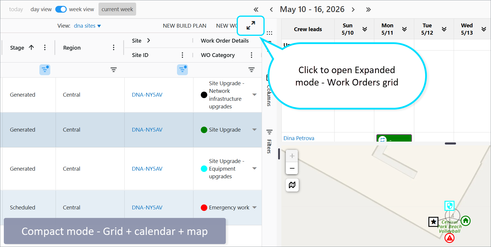 Open Expanded mode - Work Orders grid