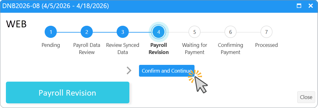 Payroll Period Closure: Job 3 — Revise payroll period data (only after Revise)