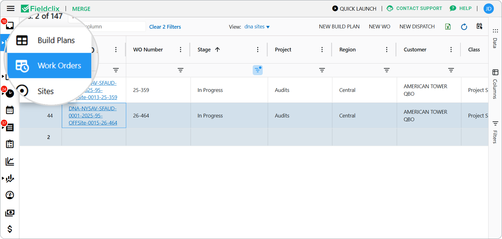 Open WO Card Via WOs/BPs dashboards