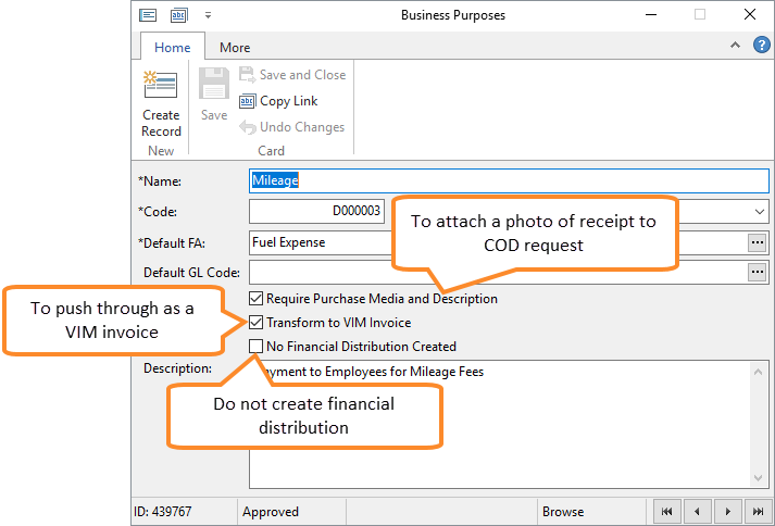 Configure a COD to transform to a VIM Invoice