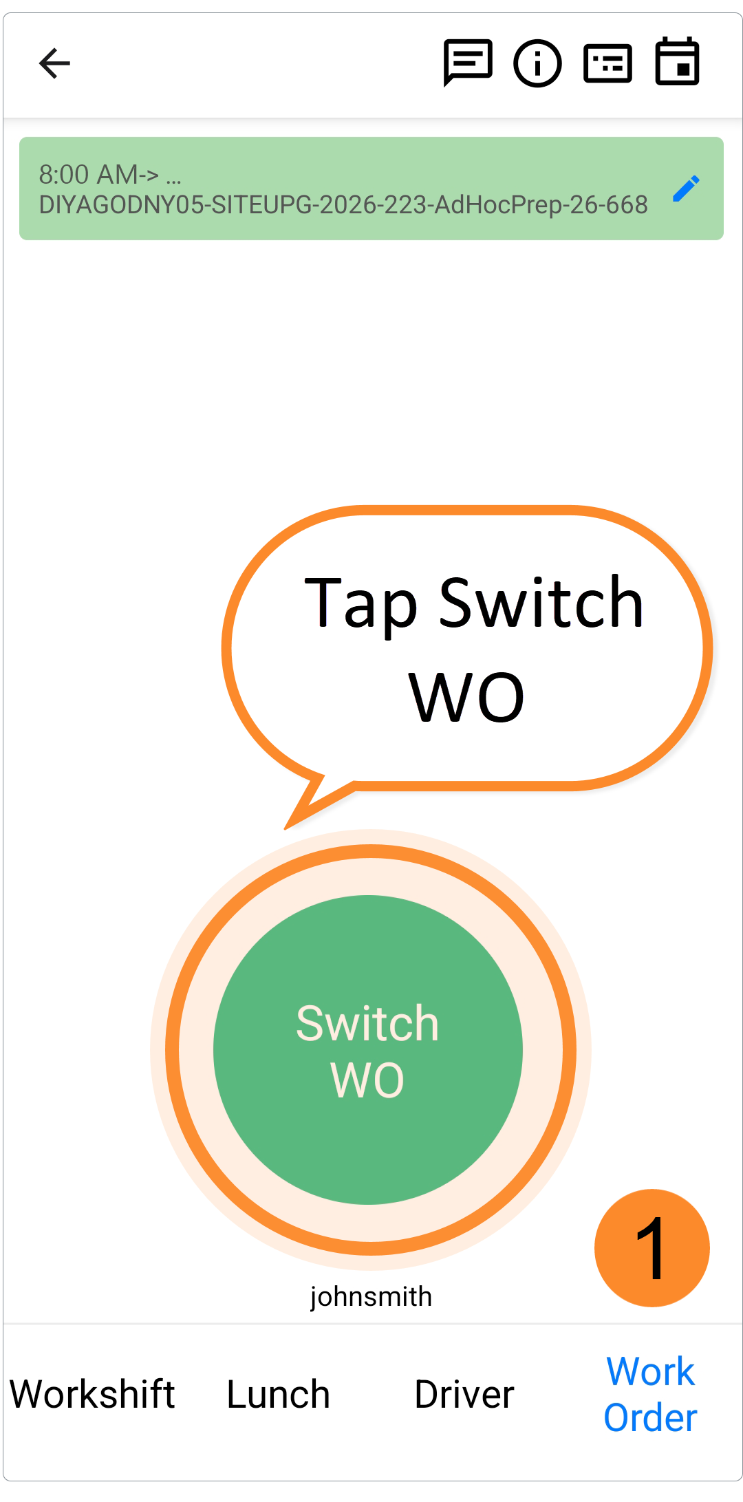Tap Switch Work Order