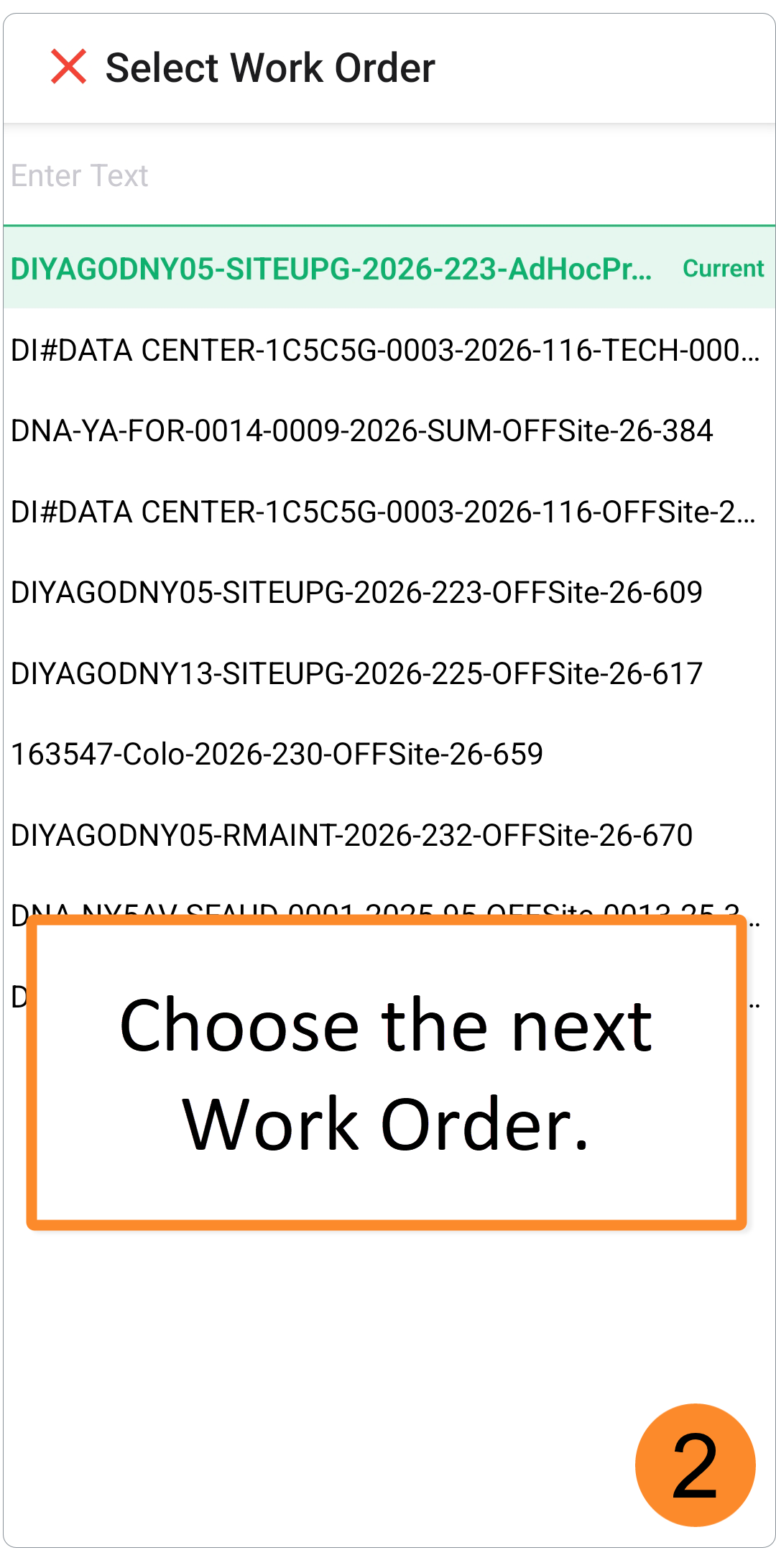 Choose the next Work Order