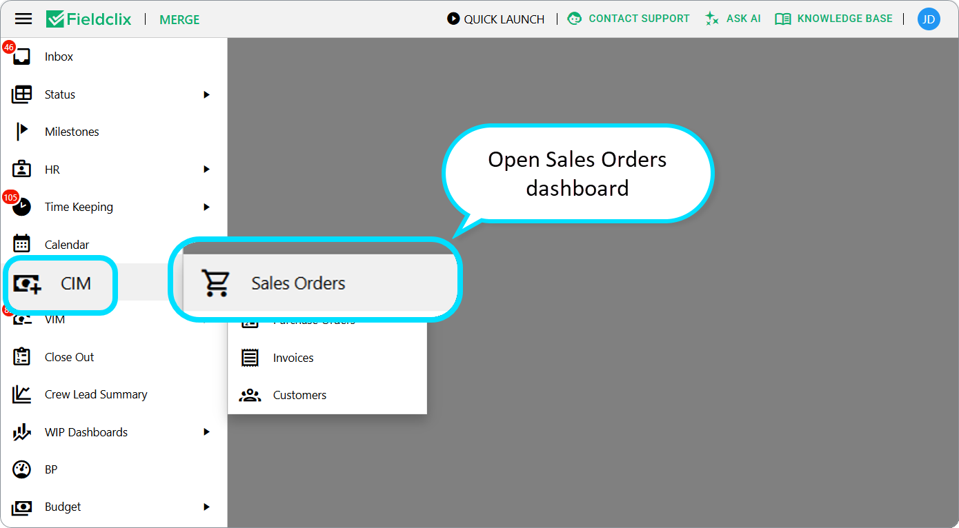 Open Sales Orders dashboard