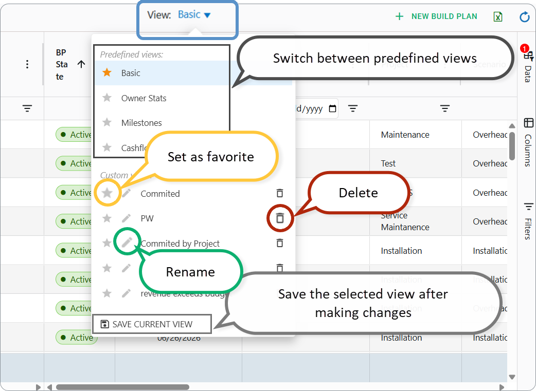 AG Grid Dashboard: Views — save your layout
