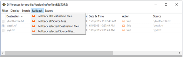 RollBack/Restore from Version files : 2BrightSparks Help and Support