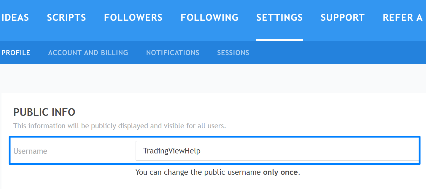 I'd like to change my username — TradingView