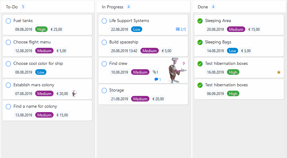 zenkit kanban project view