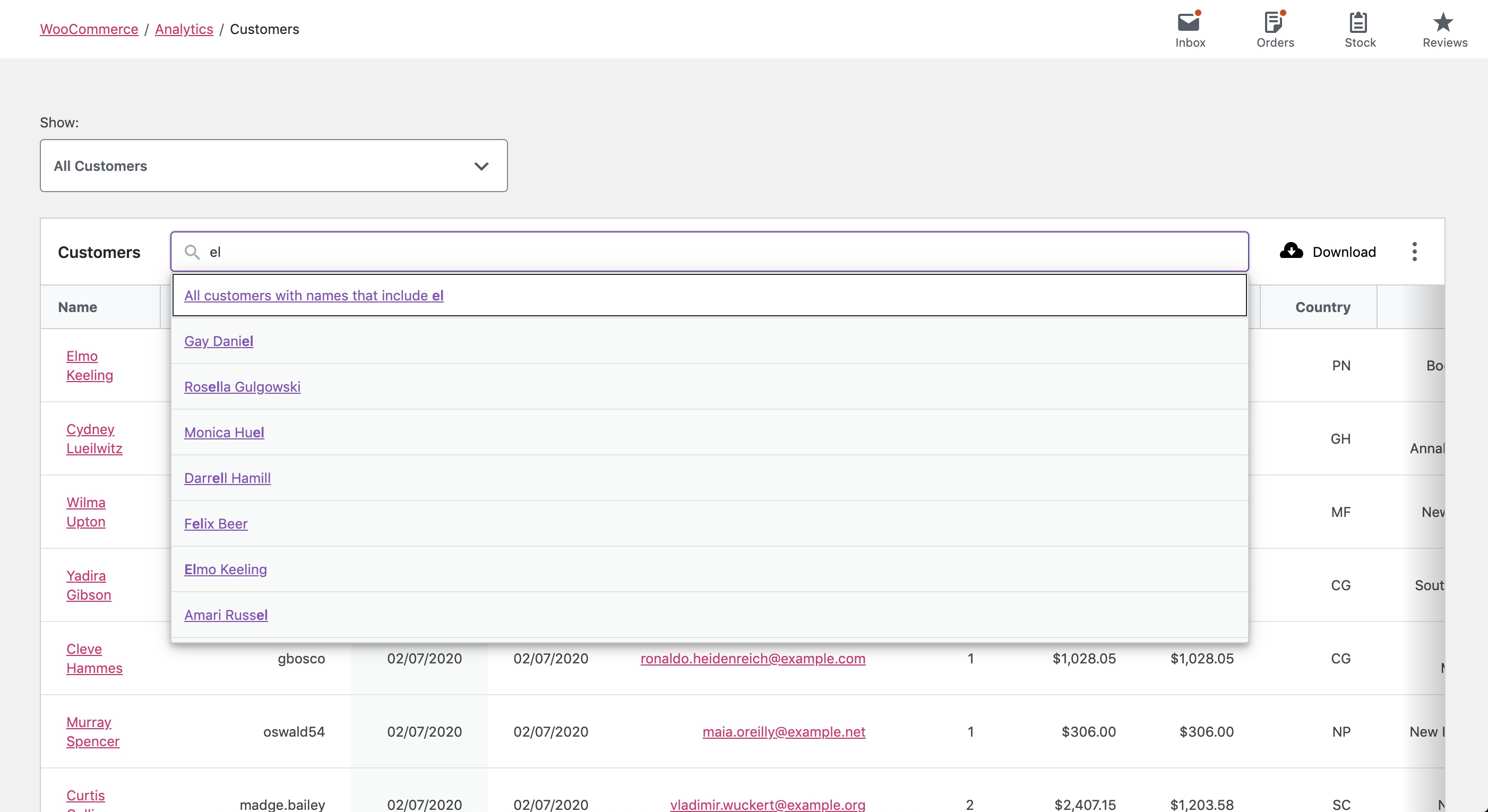 Customers Report Search