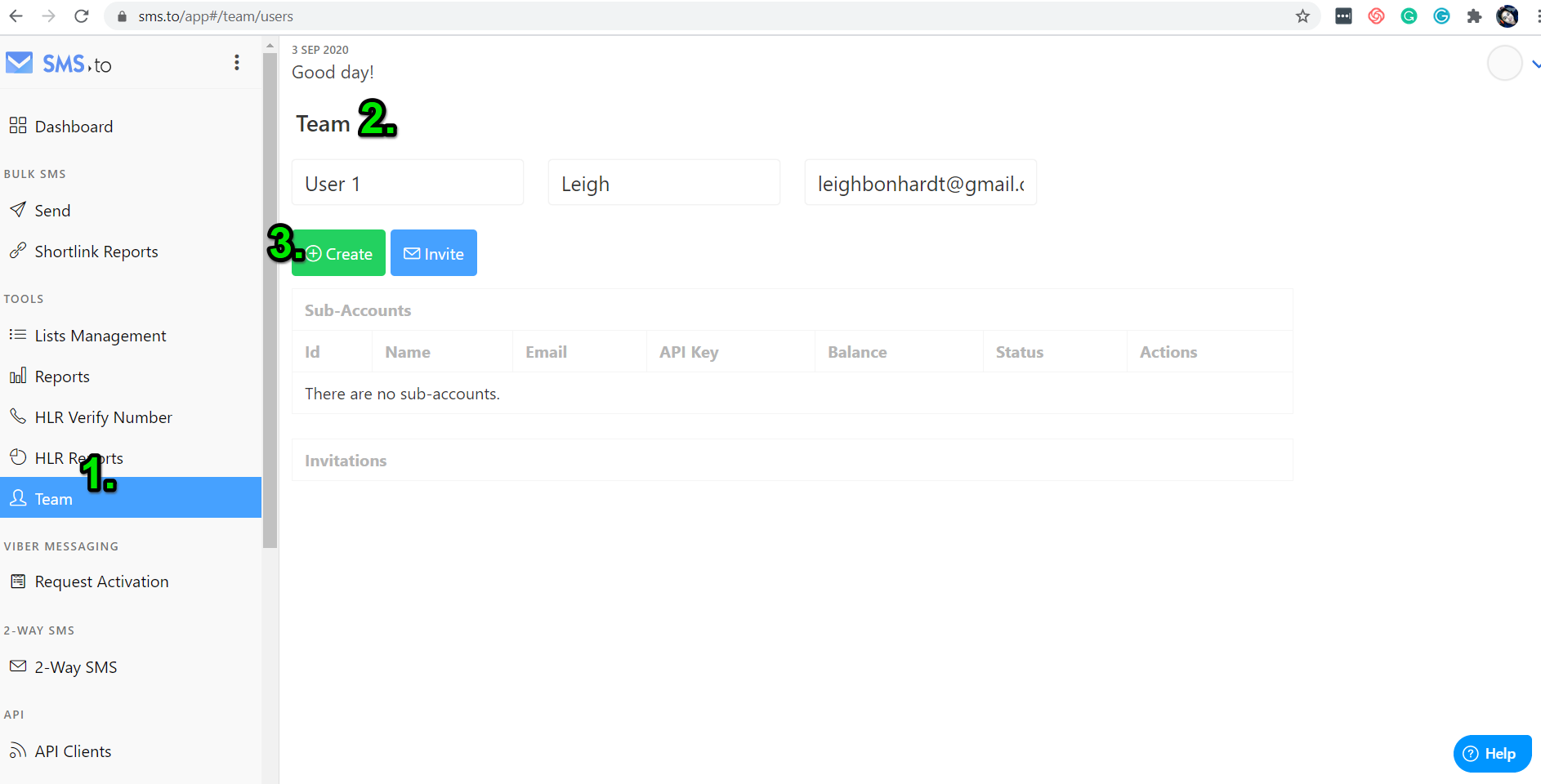 How to Add Subaccounts SMS.to