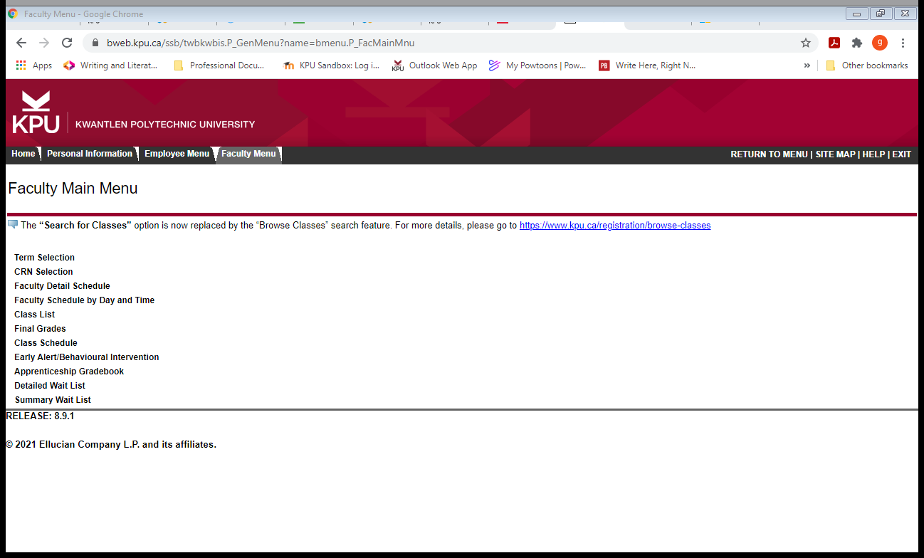 Faculty Menu - Google Chrome