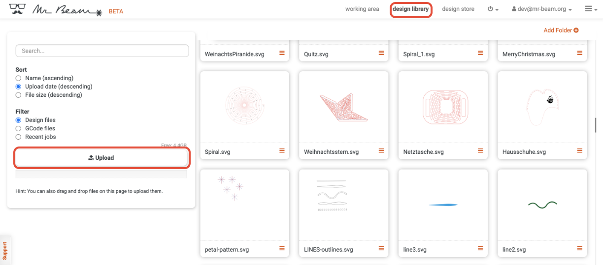 Software Mr. Beam Allgemeine Information Mr Beam Lasers Support