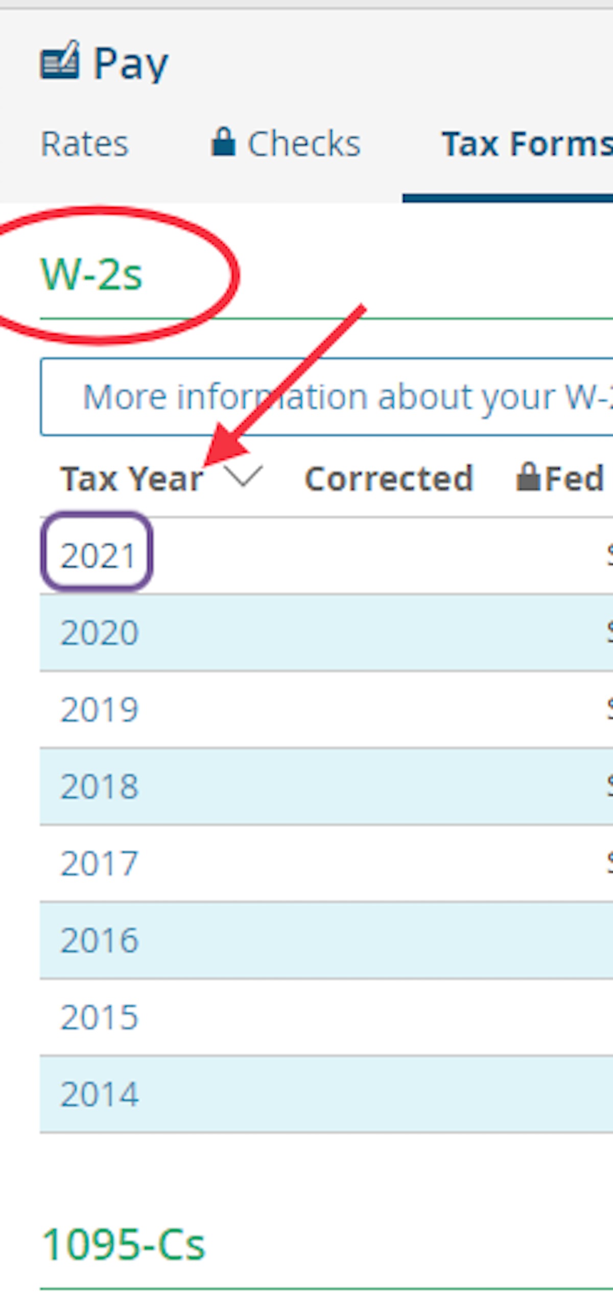 Select the type of tax form you want. Select the Tax Year needed.