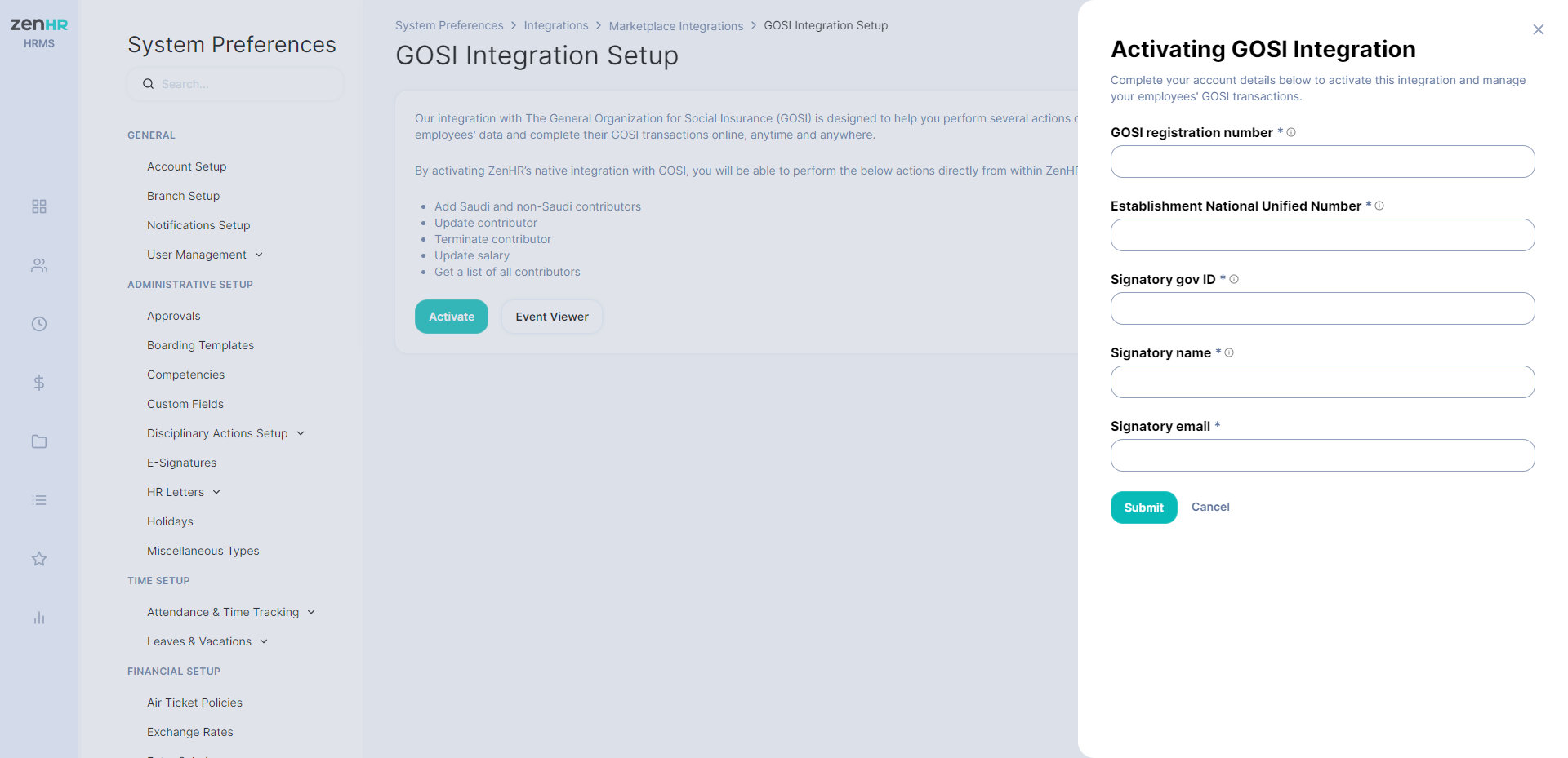 GOSI Integration ZenHR