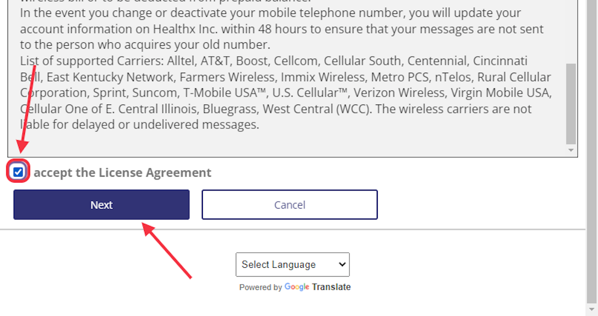 Read the License Agreement and check the box "I accept the License Agreement." Choose Next