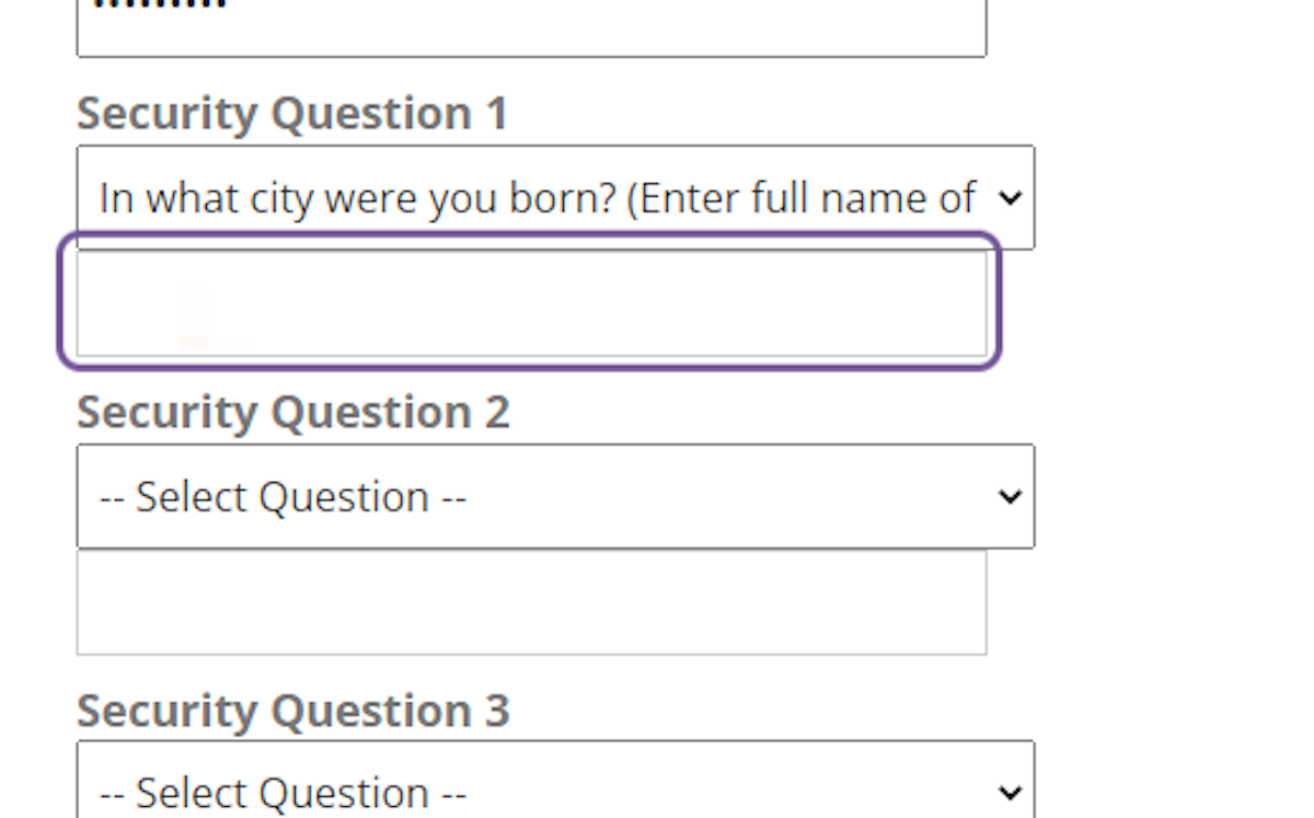 Follow the prompts to choose Security questions and input appropriate answers.