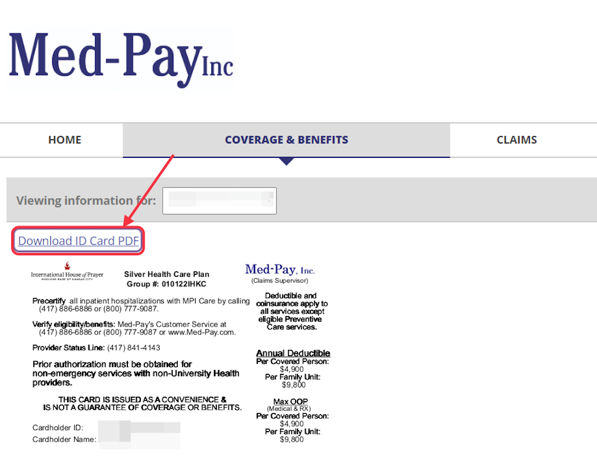 Choose Download ID Card PDF. Follow directions to print.