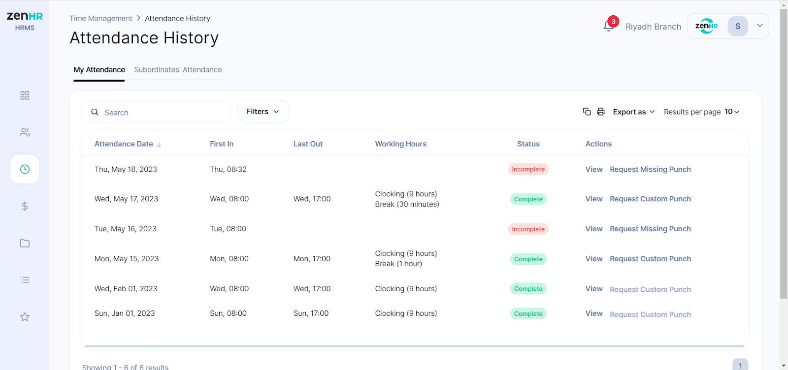 Missing Punches ZenHR