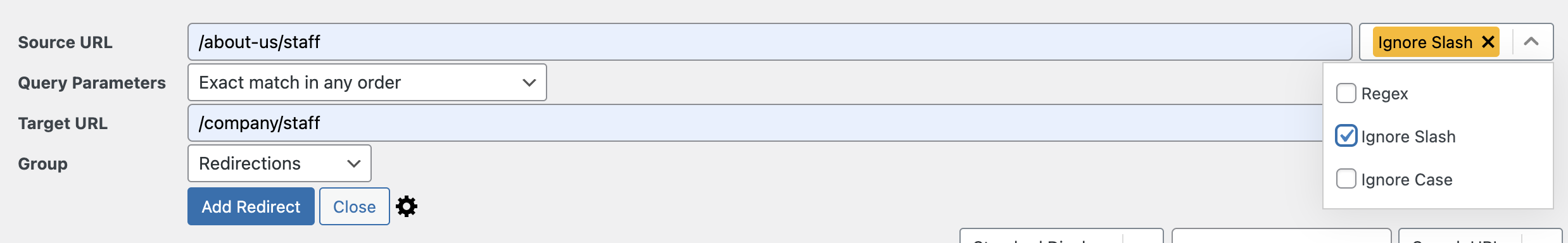 Example of creating a permanent redirect using the redirection plugin