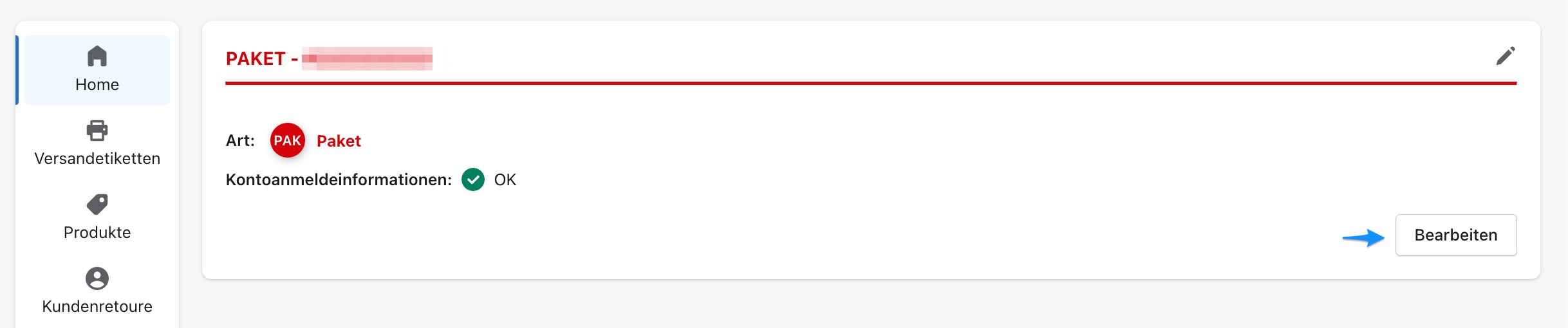 Paket Account editieren 1