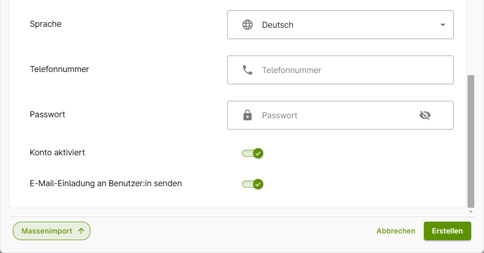 Benutzerkonto erstellen
