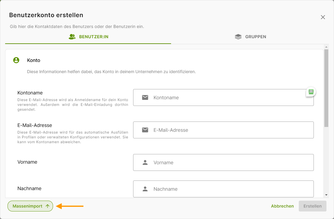 Massenimport von Benutzern