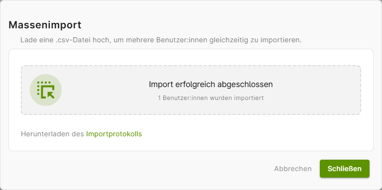 Import erfolgreich