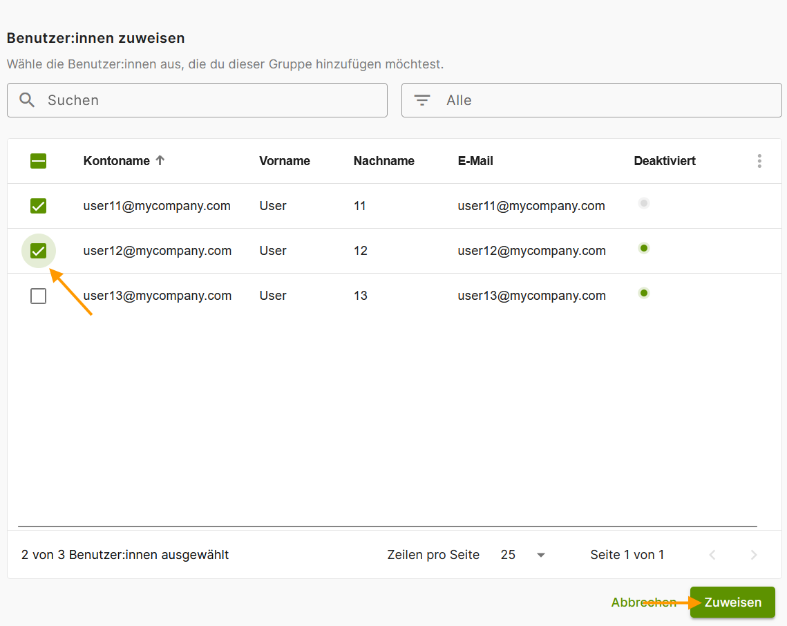 Benutzer zuweisen