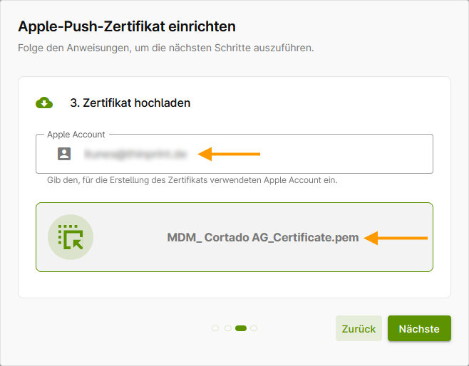 .pem-Datei hochladen