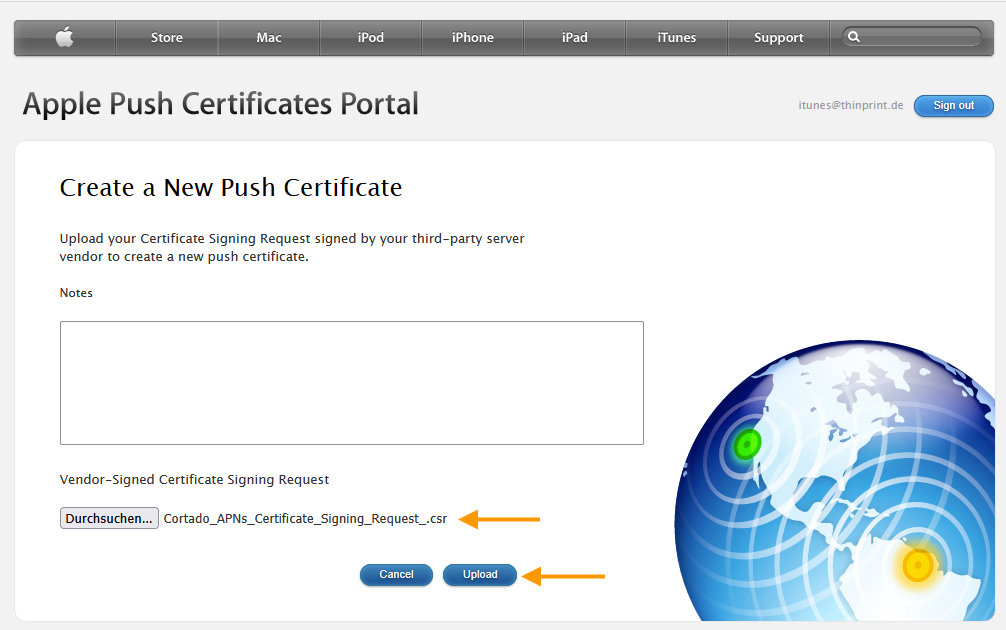 create new push certificate