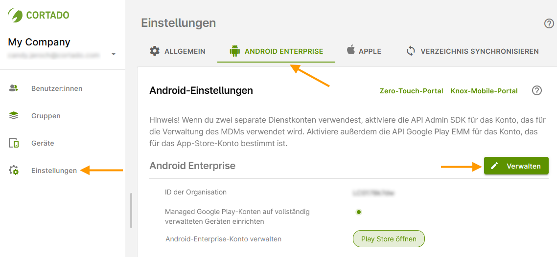 Android Enterprise verwalten