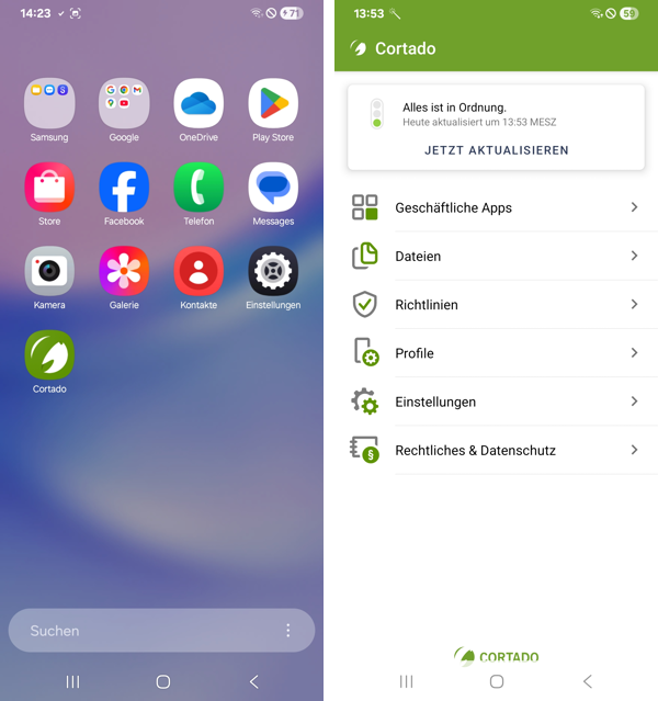 Cortado auf dem Android-Gerät