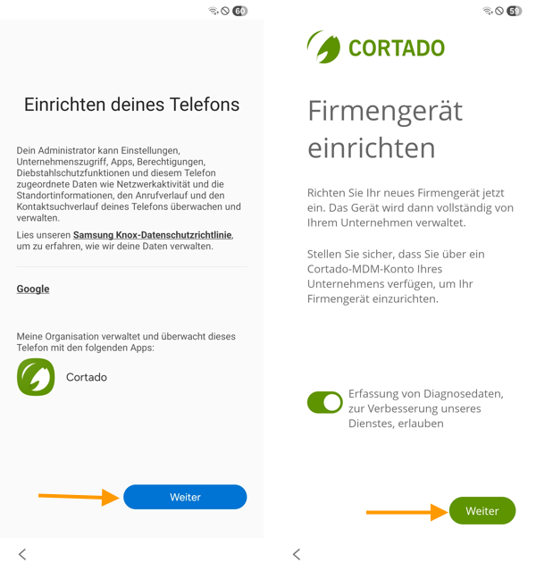 Einrichtung bestätigen