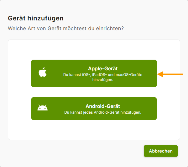 Apple-Gerät auswählen